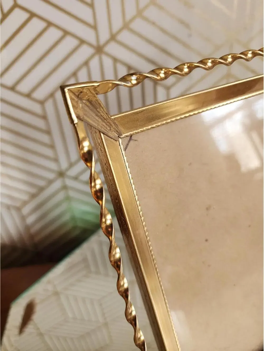 Vintage Gold Brass Filigree Ornate Freestanding Photo Frame 6x8